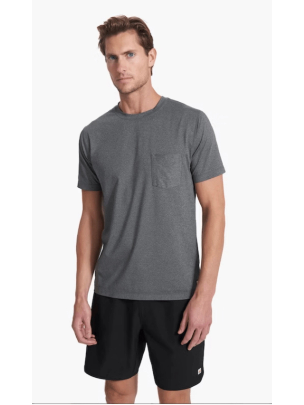 Vuori Men's The Rise Tee Pima Cotton Pocket Athletic Tee Heathered Gray XL